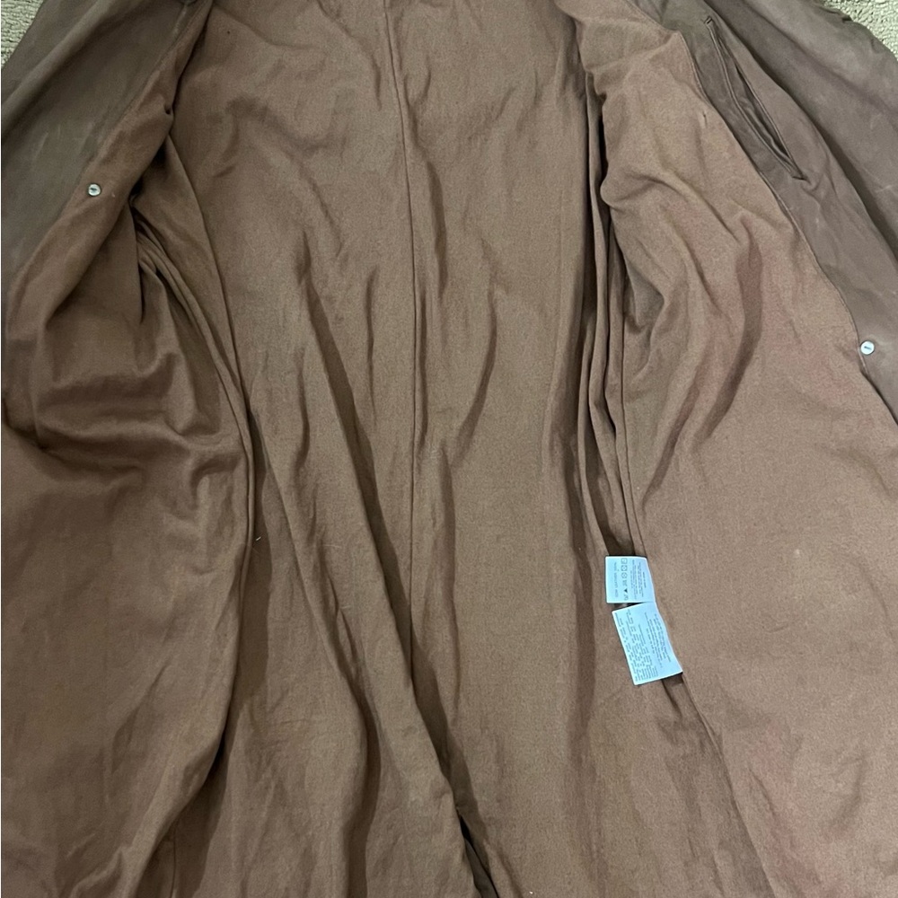 Sisii Brown Double-Breasted Leather Trench Coat - Picture 10 of 16